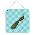 CarolineS Treasures Blue Indian Peacock Peafowl Check Metal Print, 6Hx6W