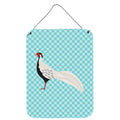 CarolineS Treasures Silver Pheasant Blue Check Metal Print, 16Hx12W, Multicolor