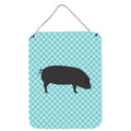 CarolineS Treasures Devon Large Black Pig Blue Check Metal Print, 16Hx12W, Multicolor