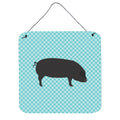 CarolineS Treasures Blue Devon Large Black Pig Check Metal Print, 6Hx6W