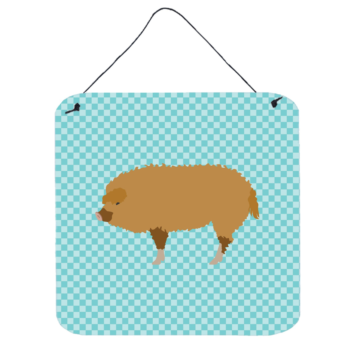 CarolineS Treasures Blue Hungarian Mangalica Pig Check Metal Print, 6Hx6W