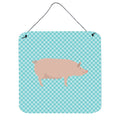 CarolineS Treasures Blue English Large White Pig Check Metal Print, 6 Inch  Inch  H X 6 Inch  Inch  W