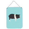 CarolineS Treasures Hampshire Pig Blue Check Metal Print, 16Hx12W, Multicolor