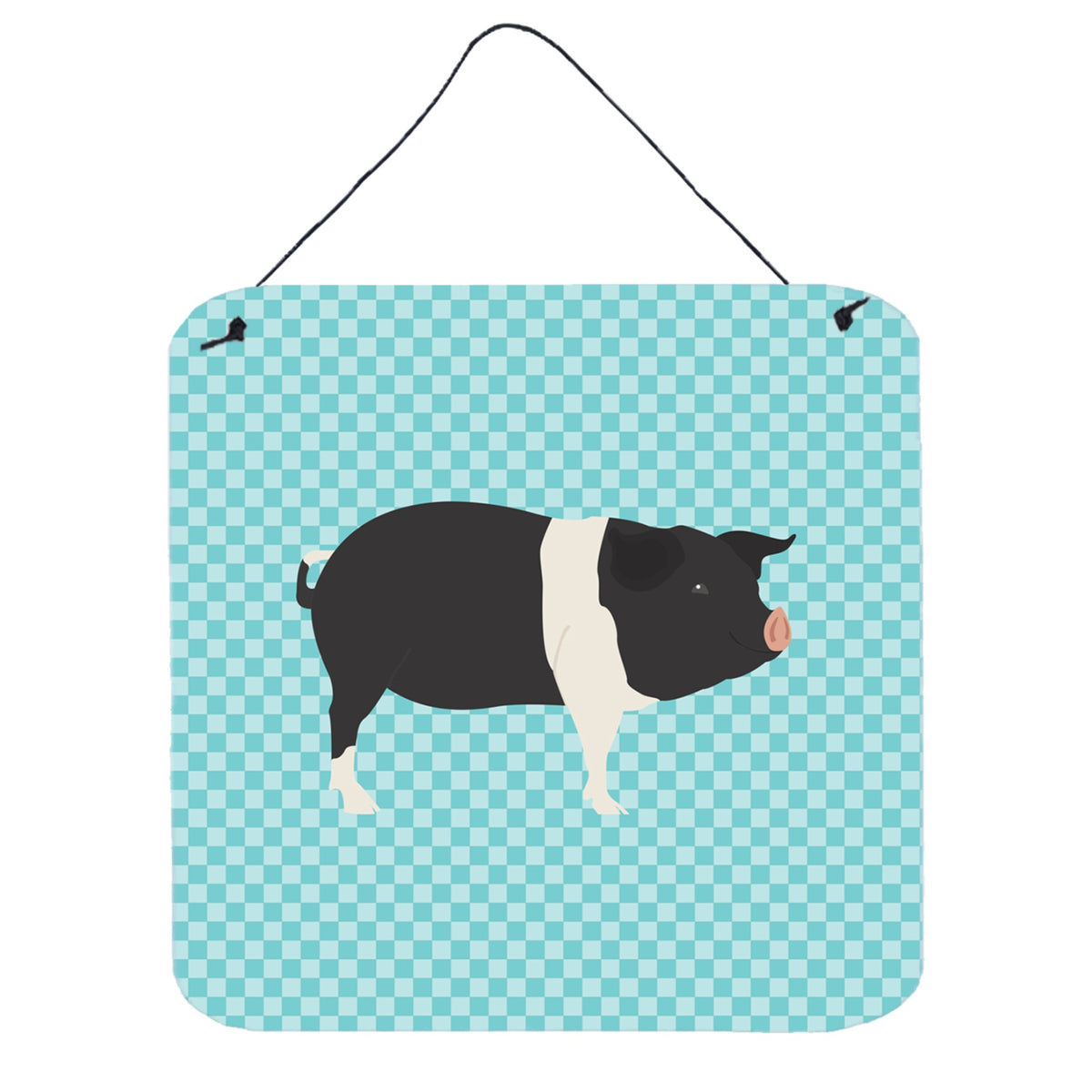 CarolineS Treasures Blue Hampshire Pig Check Metal Print, 6 Inch  Inch  H X 6 Inch  Inch  W