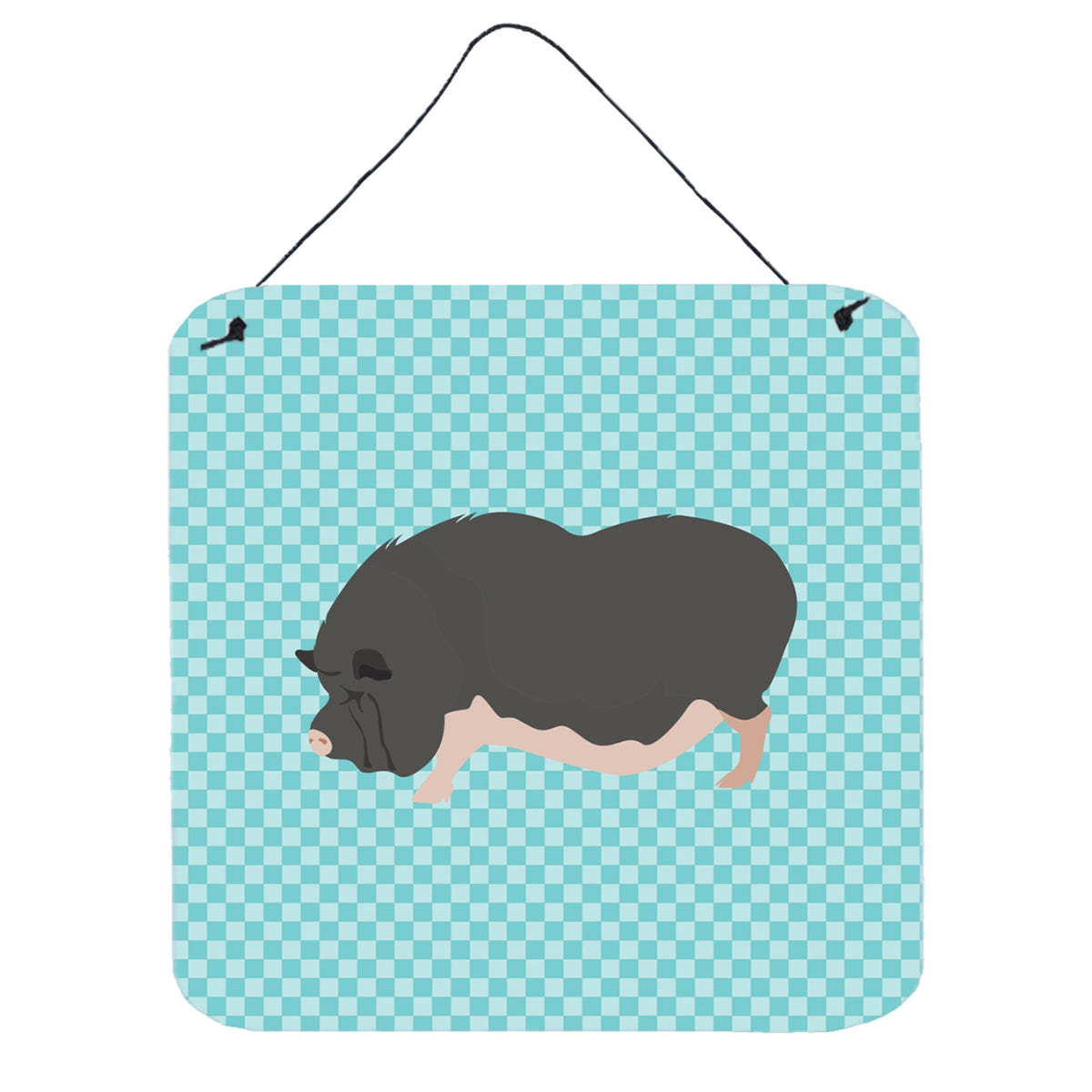 CarolineS Treasures Blue Vietnamese Potbellied Pig Check Metal Print, 6 Inch  Inch  H X 6 Inch  Inch  W