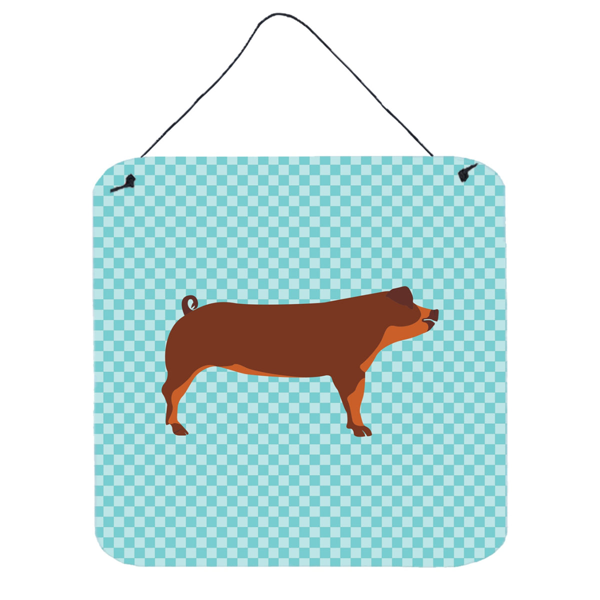 CarolineS Treasures Blue Duroc Pig Check Metal Print, 6 Inch  Inch  H X 6 Inch  Inch  W
