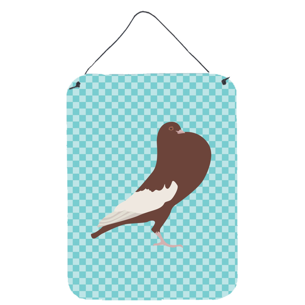 CarolineS Treasures English Pouter Pigeon Blue Check Metal Print, 16Hx12W, Multicolor