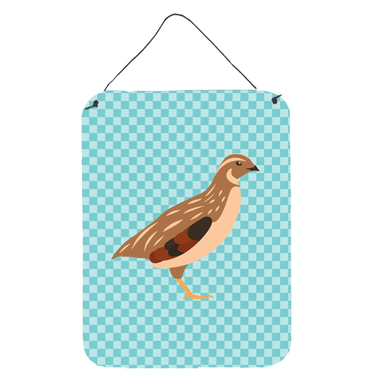 CarolineS Treasures Golden Phoenix Quail Blue Check Metal Print, 16Hx12W, Multicolor