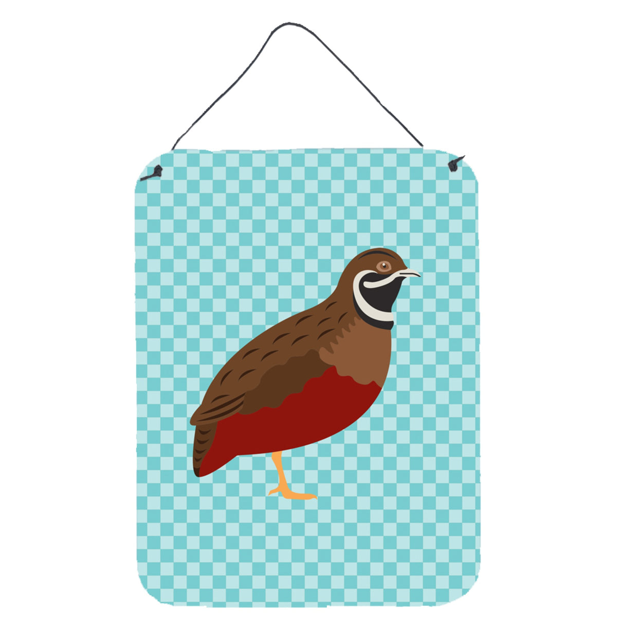 CarolineS Treasures Blue Check Chinese Painted Or King Quail Metal Print, 16Hx12W, Multicolor