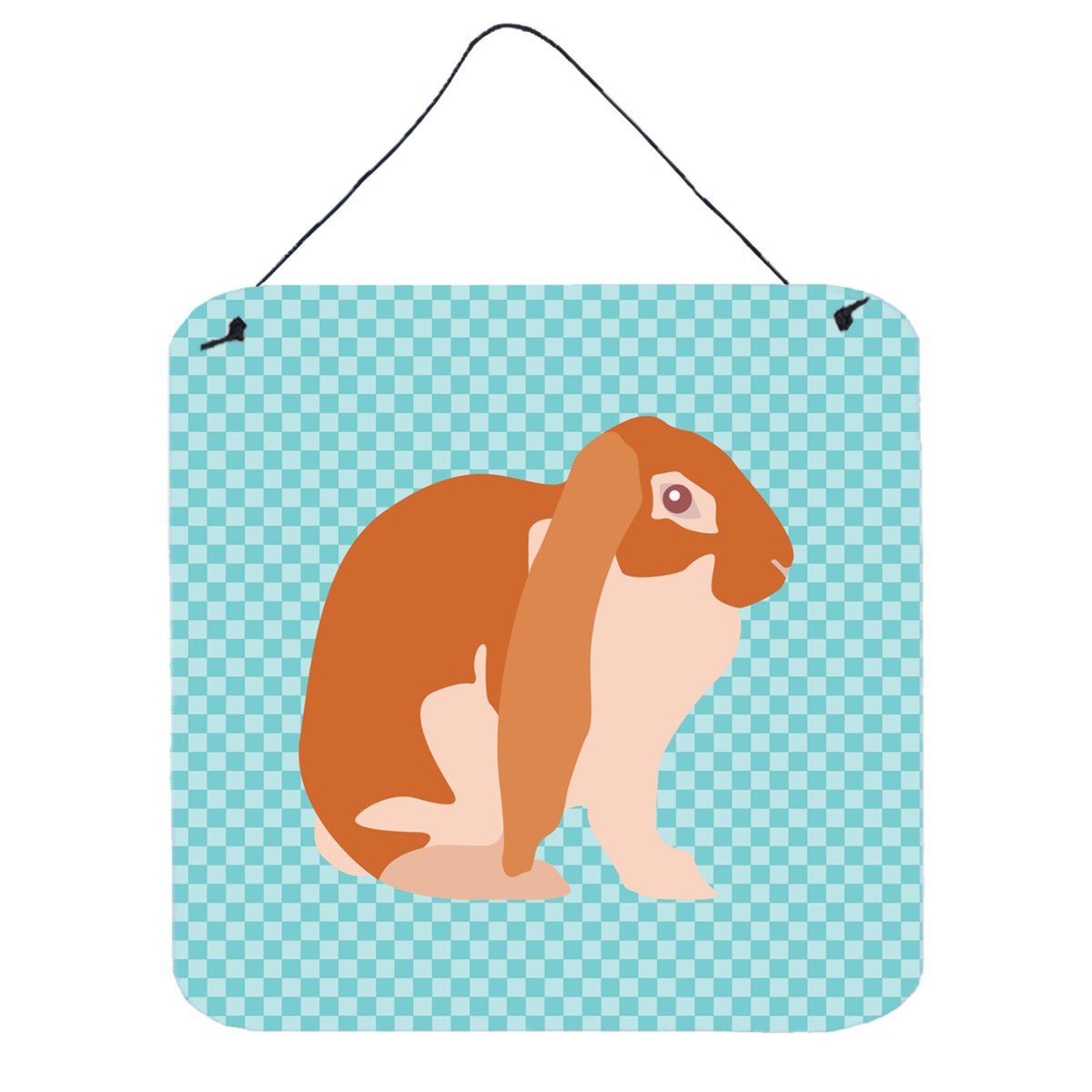 CarolineS Treasures Blue English Lop Rabbit Check Metal Print, 6 Inch  Inch  H X 6 Inch  Inch  W