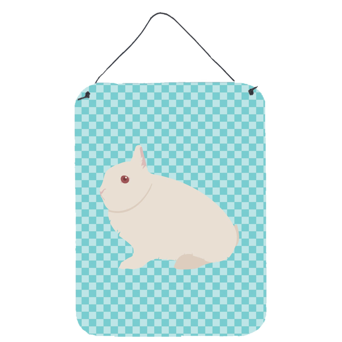CarolineS Treasures Hermelin Rabbit Blue Check Metal Print, 16Hx12W, Multicolor