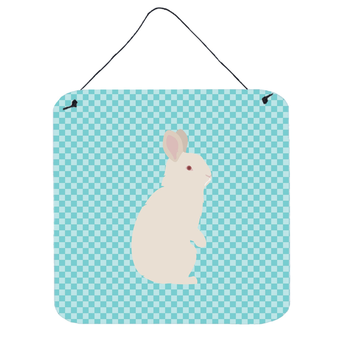CarolineS Treasures Blue New Zealand White Rabbit Check Metal Print, 6 Inch  Inch  H X 6 Inch  Inch  W