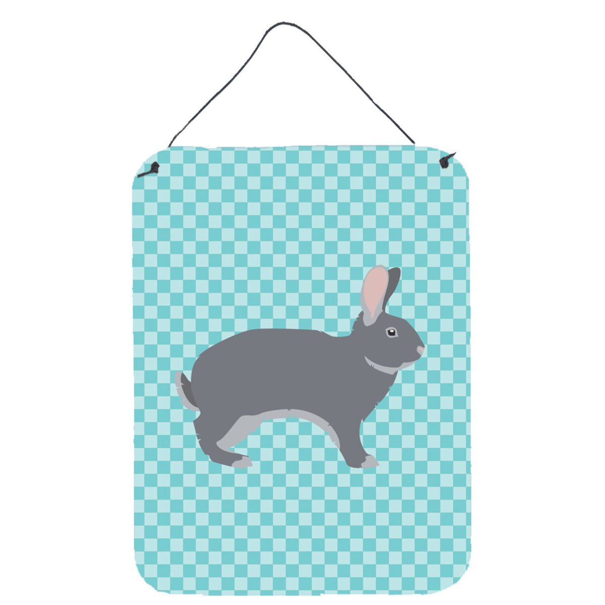 CarolineS Treasures Giant Chinchilla Rabbit Blue Check Metal Print, 16Hx12W, Multicolor
