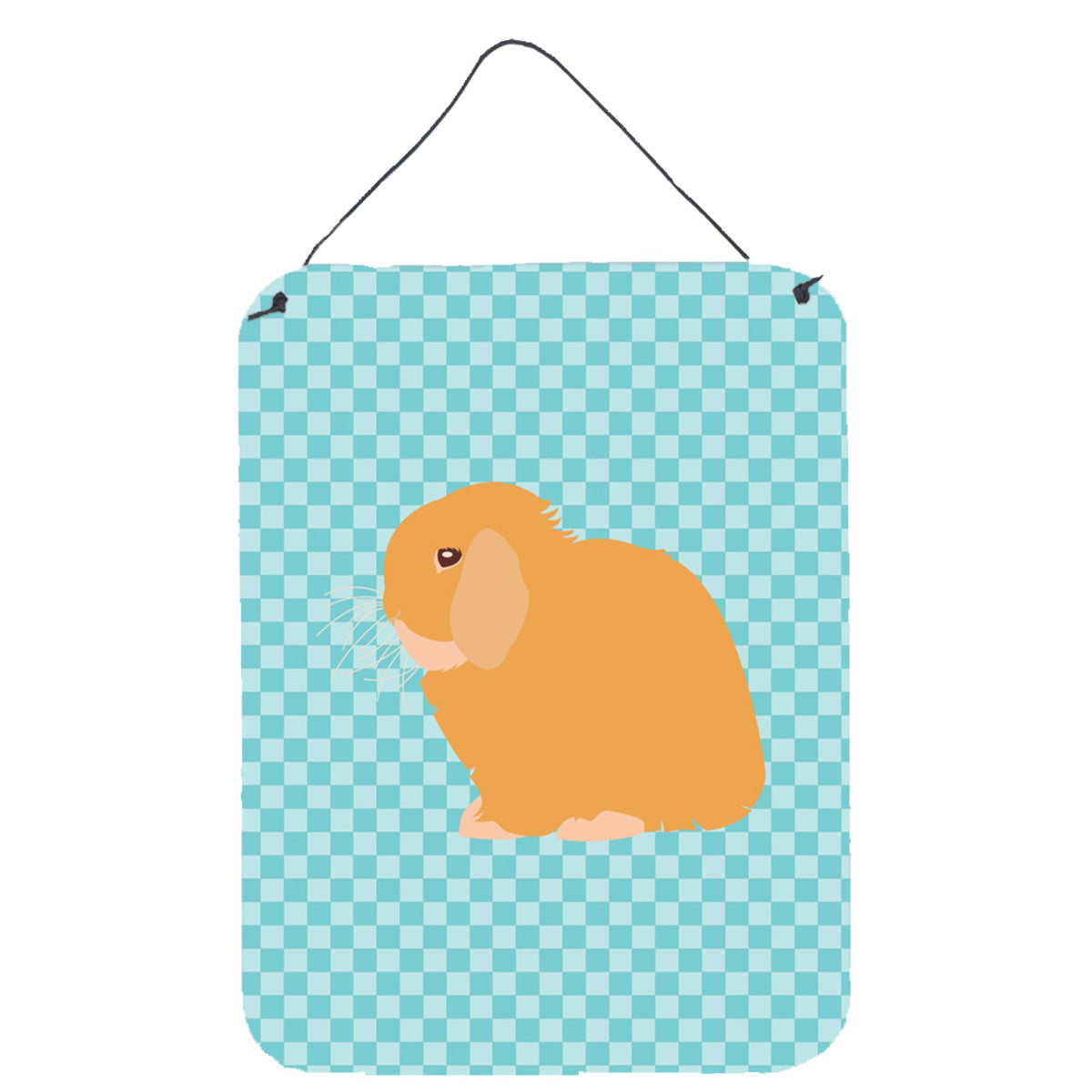 CarolineS Treasures Holland Lop Rabbit Blue Check Metal Print, 16Hx12W, Multicolor