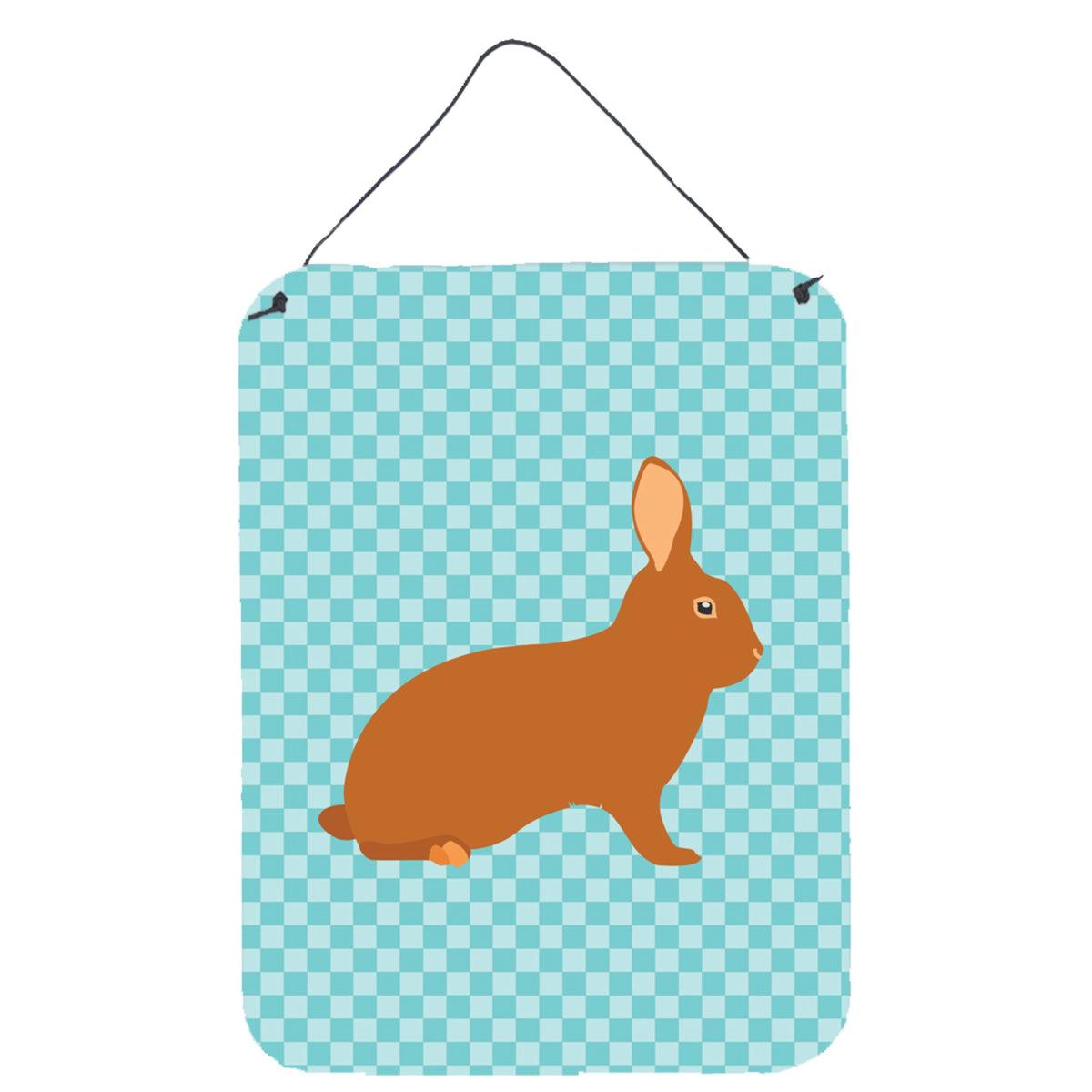 CarolineS Treasures Rex Rabbit Blue Check Metal Print, 16Hx12W, Multicolor