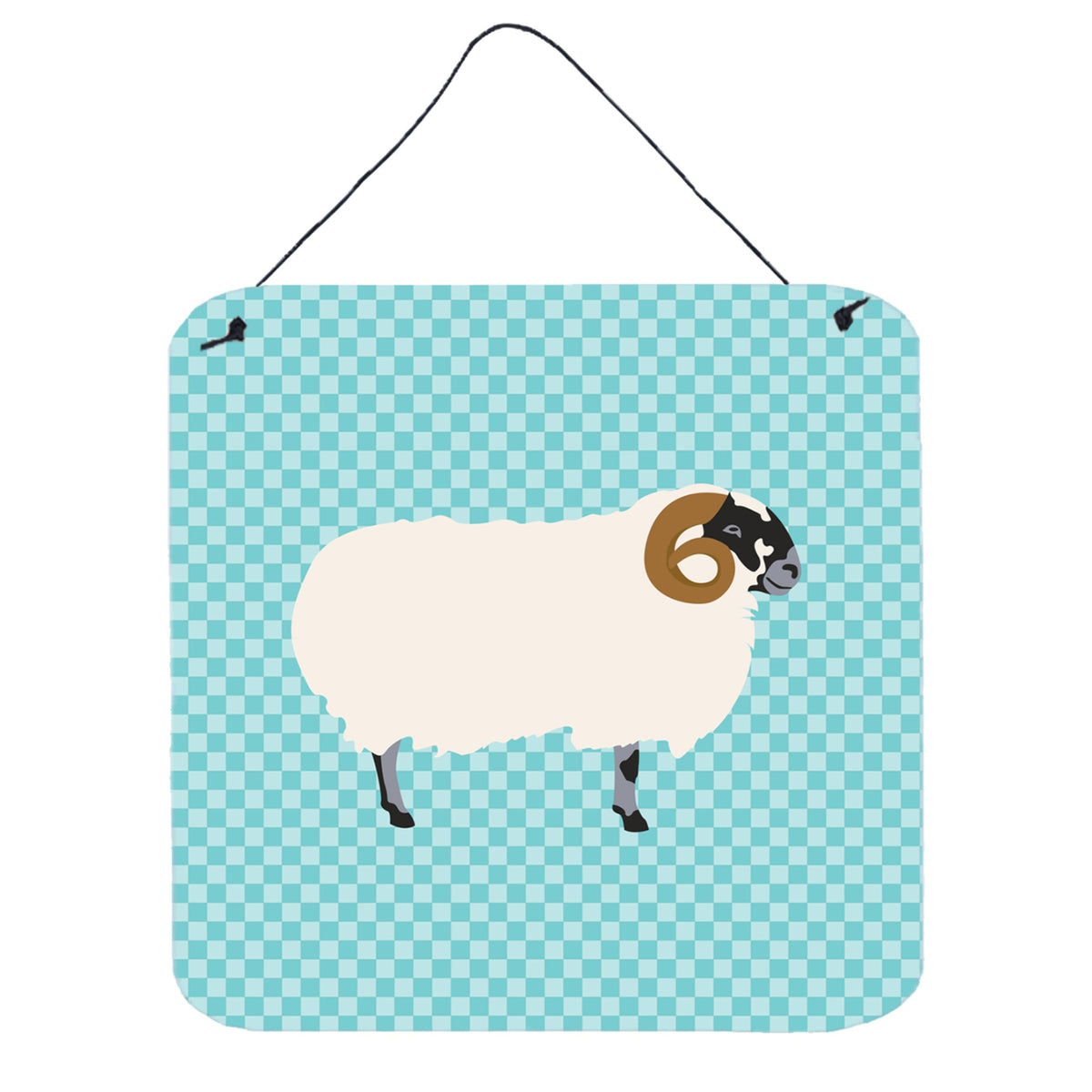 CarolineS Treasures Blue Scottish Blackface Sheep Check Metal Print, 6 Inch  Inch  H X 6 Inch  Inch  W