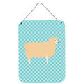 CarolineS Treasures Blue Check English Leicester Longwool Sheep Metal Print, 16Hx12W, Multicolor