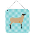 CarolineS Treasures Blue Hampshire Down Sheep Check Metal Print, 6 Inch  Inch  H X 6 Inch  Inch  W