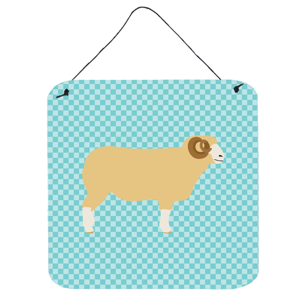 CarolineS Treasures Blue Horned Dorset Sheep Check Metal Print, 6 Inch  Inch  H X 6 Inch  Inch  W