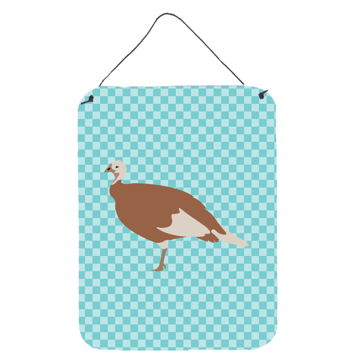 CarolineS Treasures Jersey Buff Turkey Hen Blue Check Metal Print, 16Hx12W, Multicolor