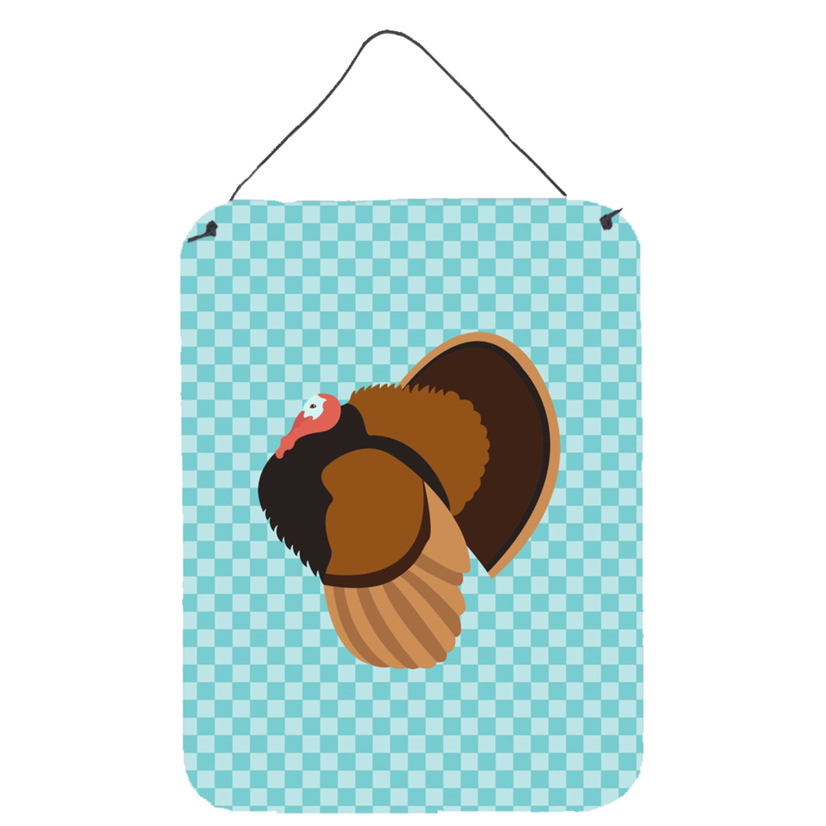 CarolineS Treasures Bronze Turkey Blue Check Metal Print, 16Hx12W, Multicolor