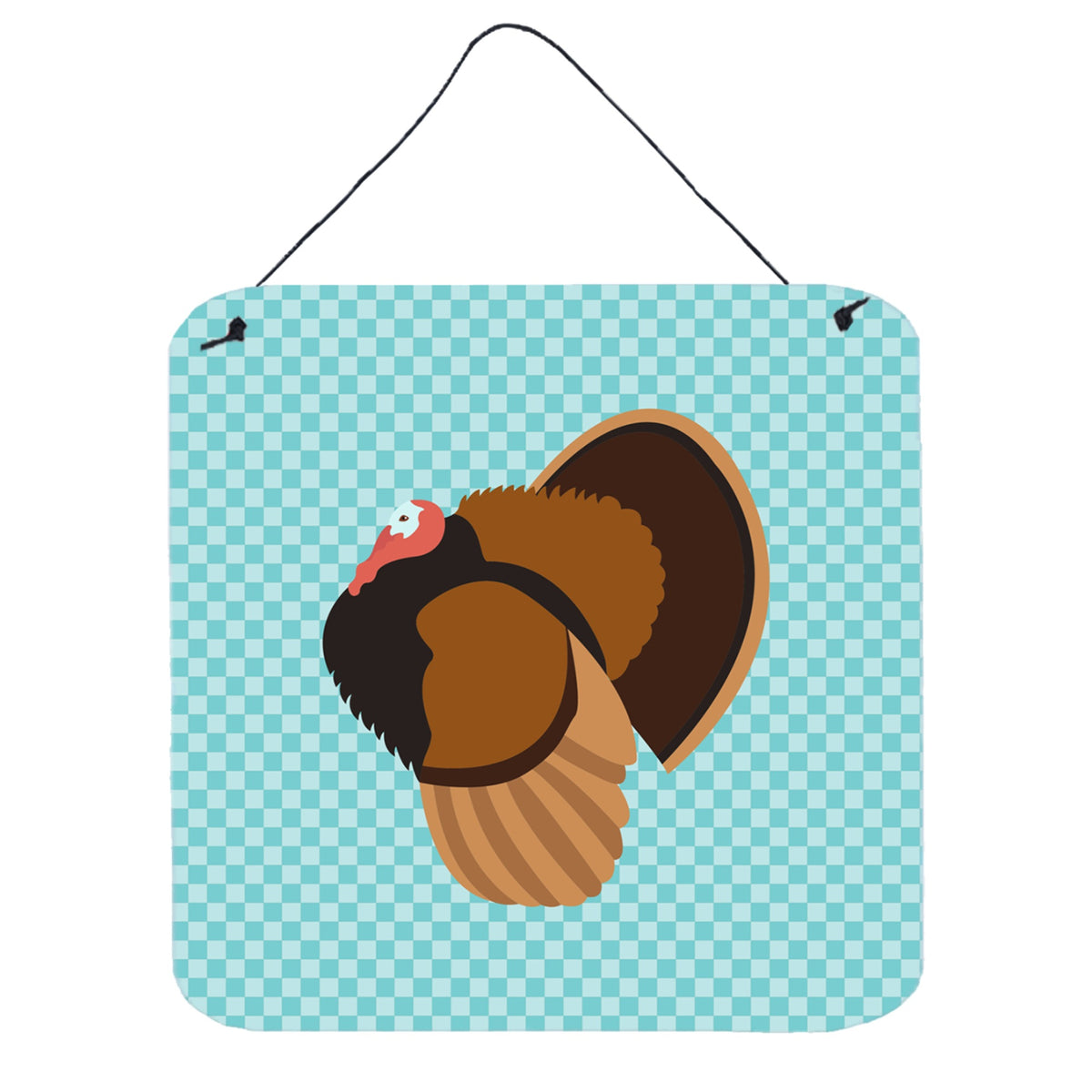 CarolineS Treasures Blue Bronze Turkey Check Metal Print, 6 Inch  Inch  H X 6 Inch  Inch  W