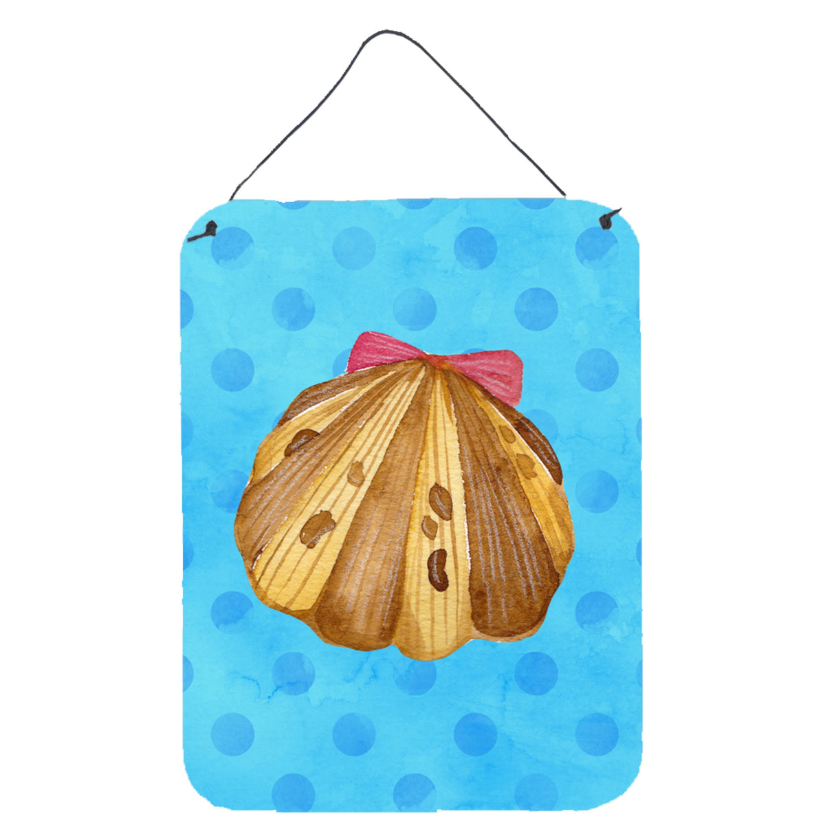 CarolineS Treasures Sea Shell Blue Polkadot Metal Print, 16Hx12W, Multicolor