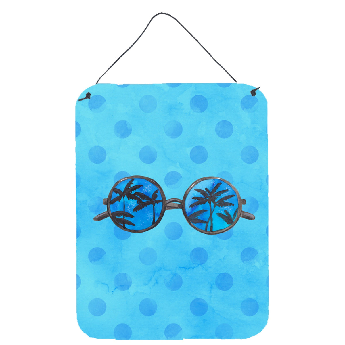 CarolineS Treasures Sunglasses Blue Polkadot Metal Print, 16Hx12W, Multicolor