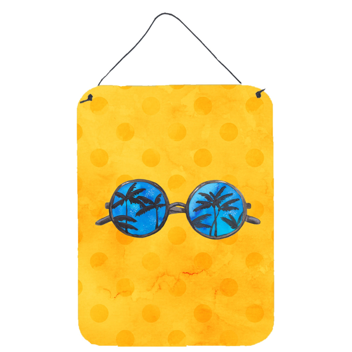 CarolineS Treasures Sunglasses Yellow Polkadot Metal Print, 16Hx12W, Multicolor