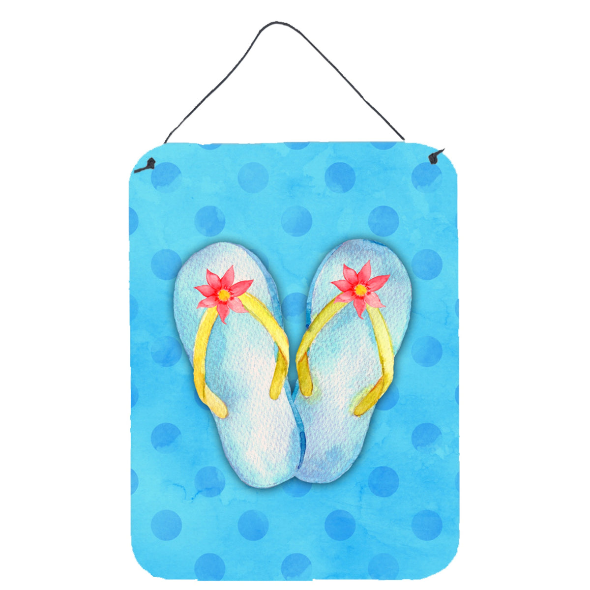 CarolineS Treasures Flip Flops Blue Polkadot Metal Print, 16Hx12W, Multicolor