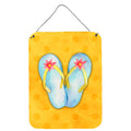 CarolineS Treasures Flip Flops Yellow Polkadot Metal Print, 16Hx12W, Multicolor