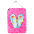 CarolineS Treasures Flip Flops Pink Polkadot Metal Print, 16Hx12W, Multicolor