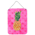 CarolineS Treasures Pineapple Pink Polkadot Metal Print, 16Hx12W, Multicolor