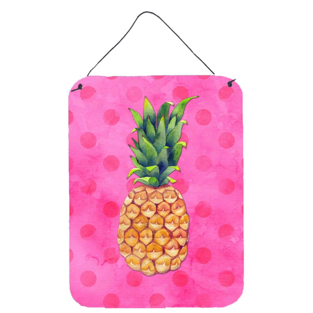CarolineS Treasures Pineapple Pink Polkadot Metal Print, 16Hx12W, Multicolor