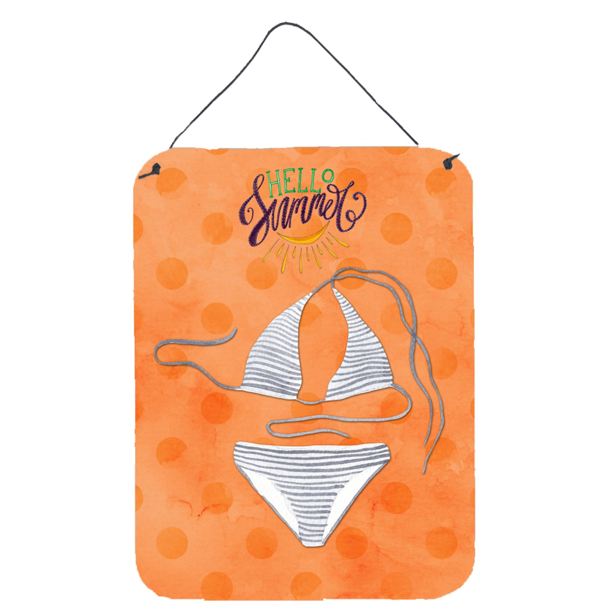 CarolineS Treasures Bikini Swimsuit Orange Polkadot Metal Print, 16Hx12W, Multicolor