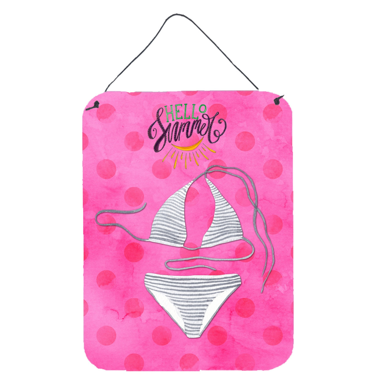 CarolineS Treasures Bikini Swimsuit Pink Polkadot Metal Print, 16Hx12W, Multicolor