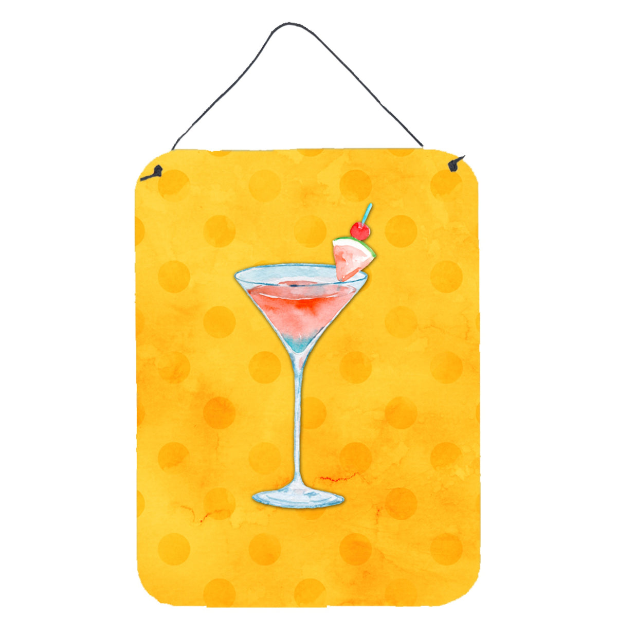 CarolineS Treasures Summer Martini Yellow Polkadot Metal Print, 16Hx12W, Multicolor