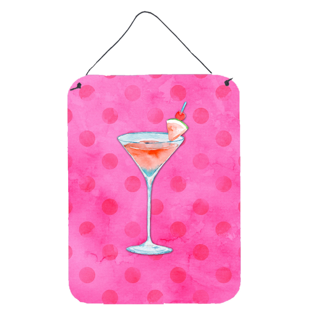 CarolineS Treasures Summer Martini Pink Polkadot Metal Print, 16Hx12W, Multicolor