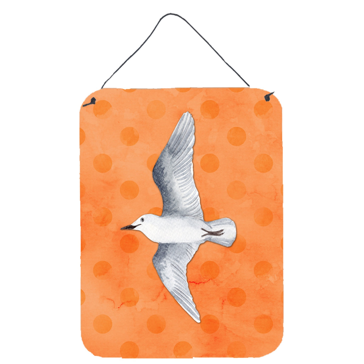 CarolineS Treasures Sea Gull Orange Polkadot Metal Print, 16Hx12W, Multicolor