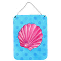 CarolineS Treasures Pink Sea Shell Blue Polkadot Metal Print, 16Hx12W, Multicolor