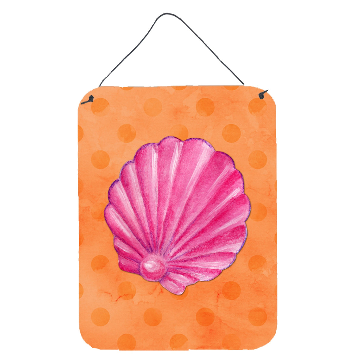 CarolineS Treasures Pink Sea Shell Orange Polkadot Metal Print, 16Hx12W, Multicolor