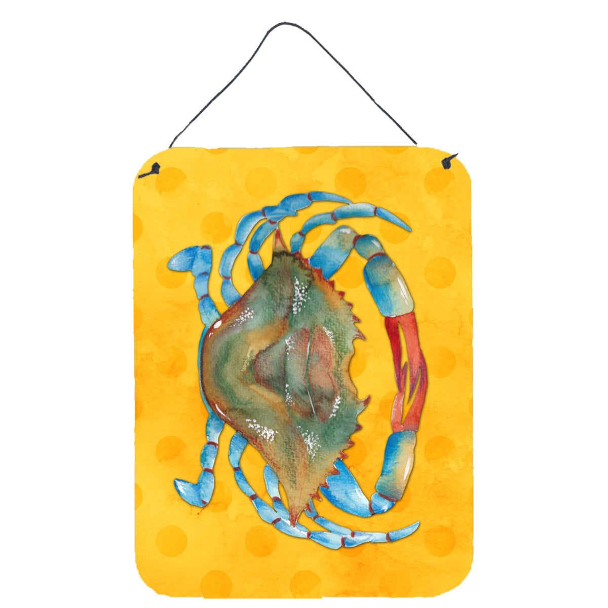 CarolineS Treasures Blue Crab Yellow Polkadot Metal Print, 16Hx12W, Multicolor