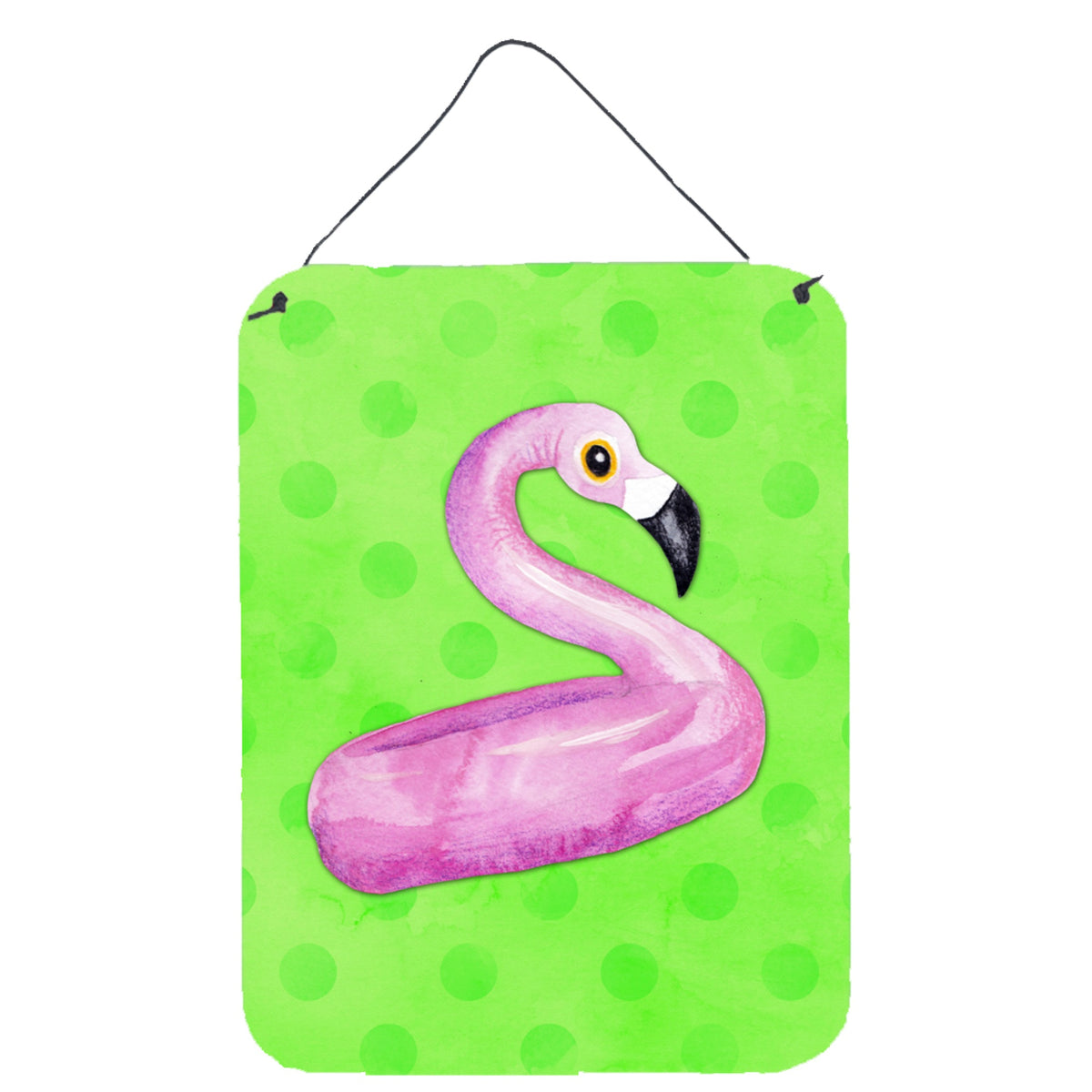 CarolineS Treasures Flamingo Floaty Green Polkadot Metal Print, 16Hx12W, Multicolor