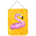 CarolineS Treasures Flamingo Floaty Yellow Polkadot Metal Print, 16Hx12W, Multicolor