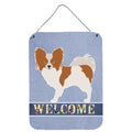CarolineS Treasures Papillon Welcome Metal Print, 16 Inch  Inch  X 12 Inch  Inch , Multicolor