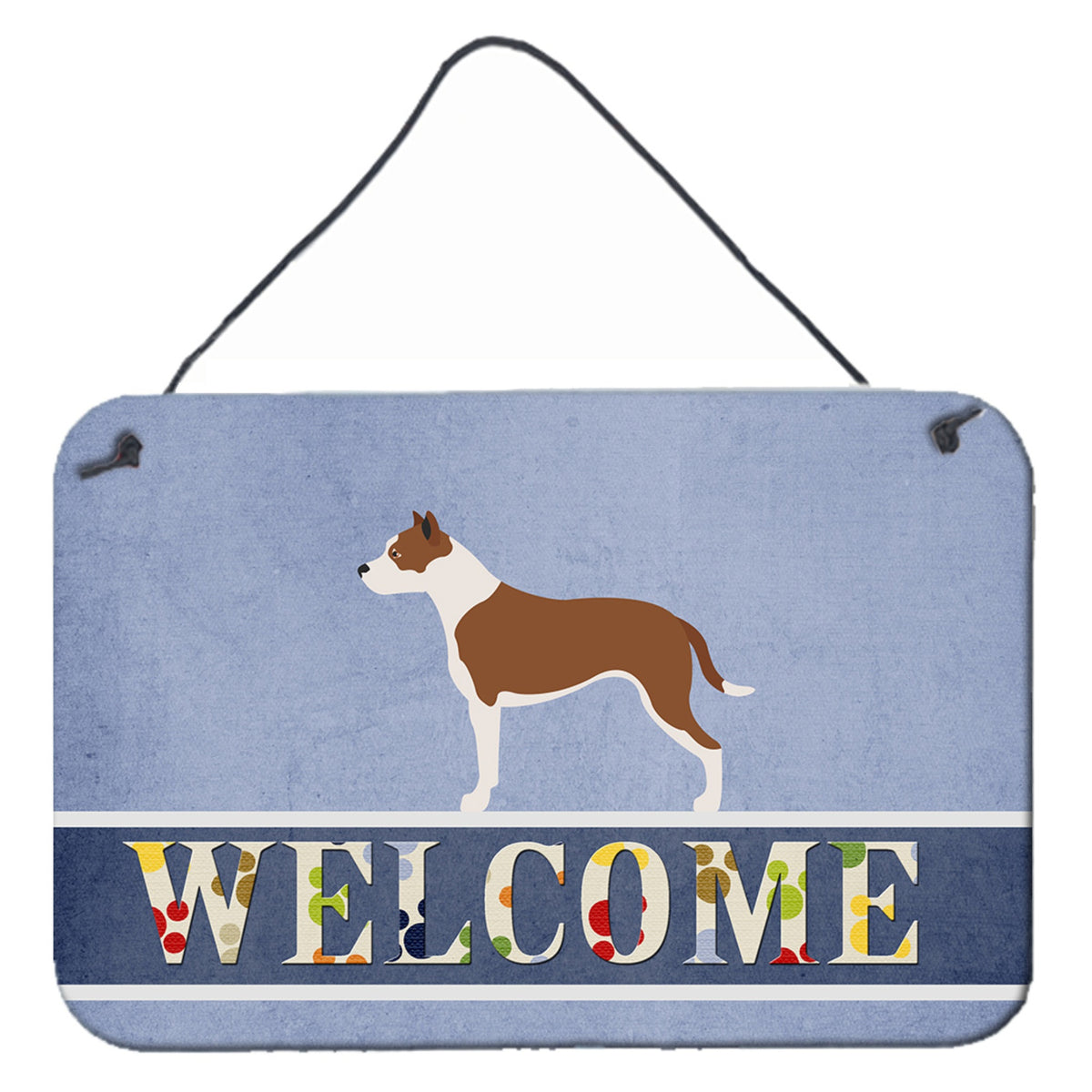 CarolineS Treasures Pit Bull Terrier Welcome Metal Print, 8 Inch  Inch  X 12 Inch  Inch