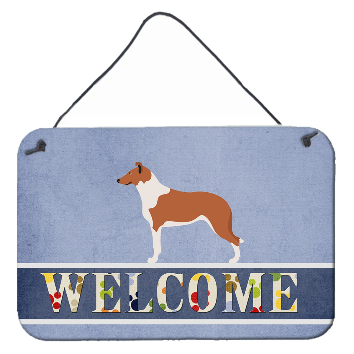 CarolineS Treasures Smooth Collie Welcome Metal Print, 8 Inch  Inch  X 12 Inch  Inch