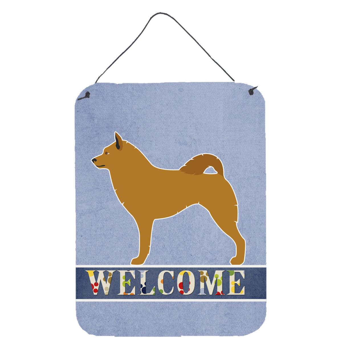 CarolineS Treasures Finnish Spitz Welcome Metal Print, 16 Inch  Inch  X 12 Inch  Inch , Multicolor