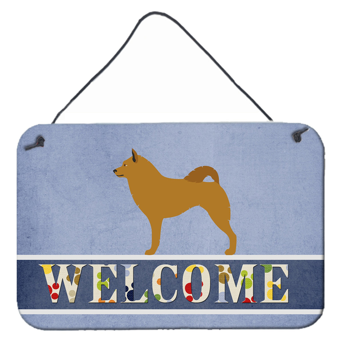 CarolineS Treasures Finnish Spitz Welcome Metal Print, 8 Inch  Inch  X 12 Inch  Inch , Multicolor