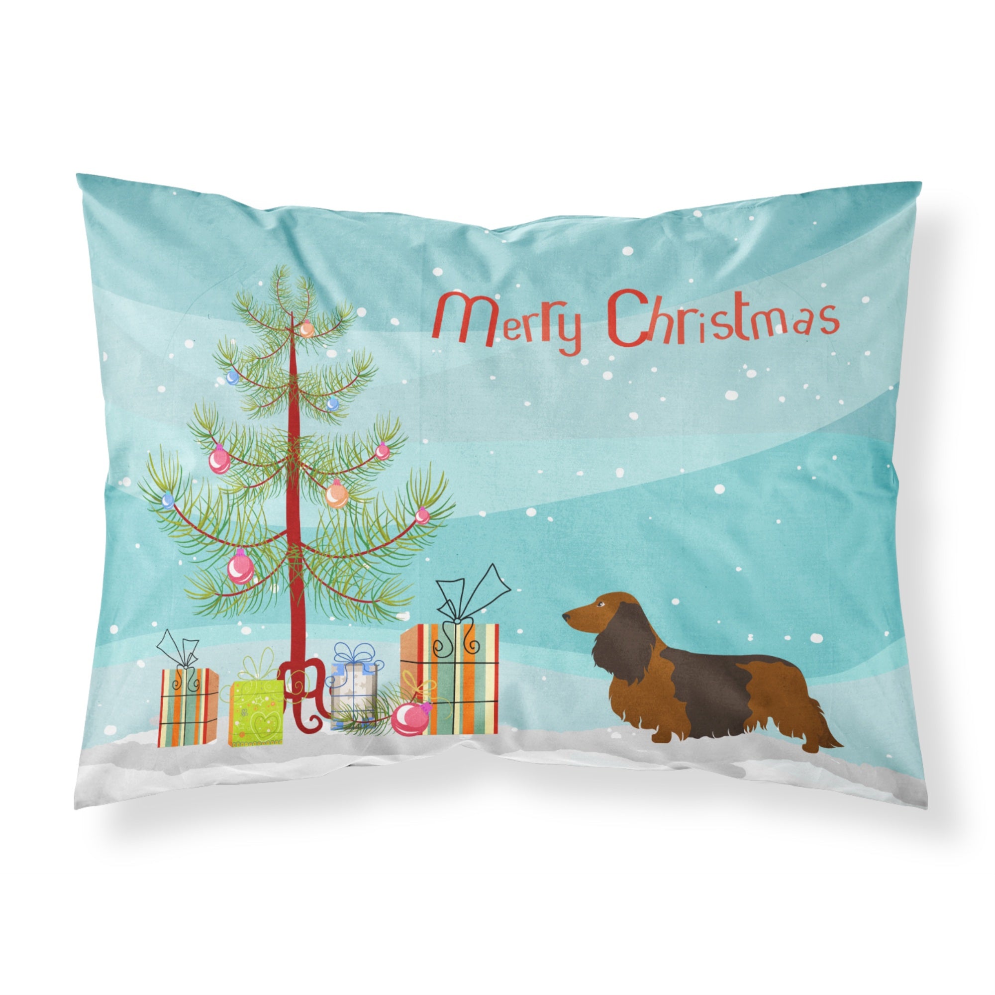'Caroline'S Treasures Longhaired Dachshund Christmas Pillowcase, Standard, Tree'